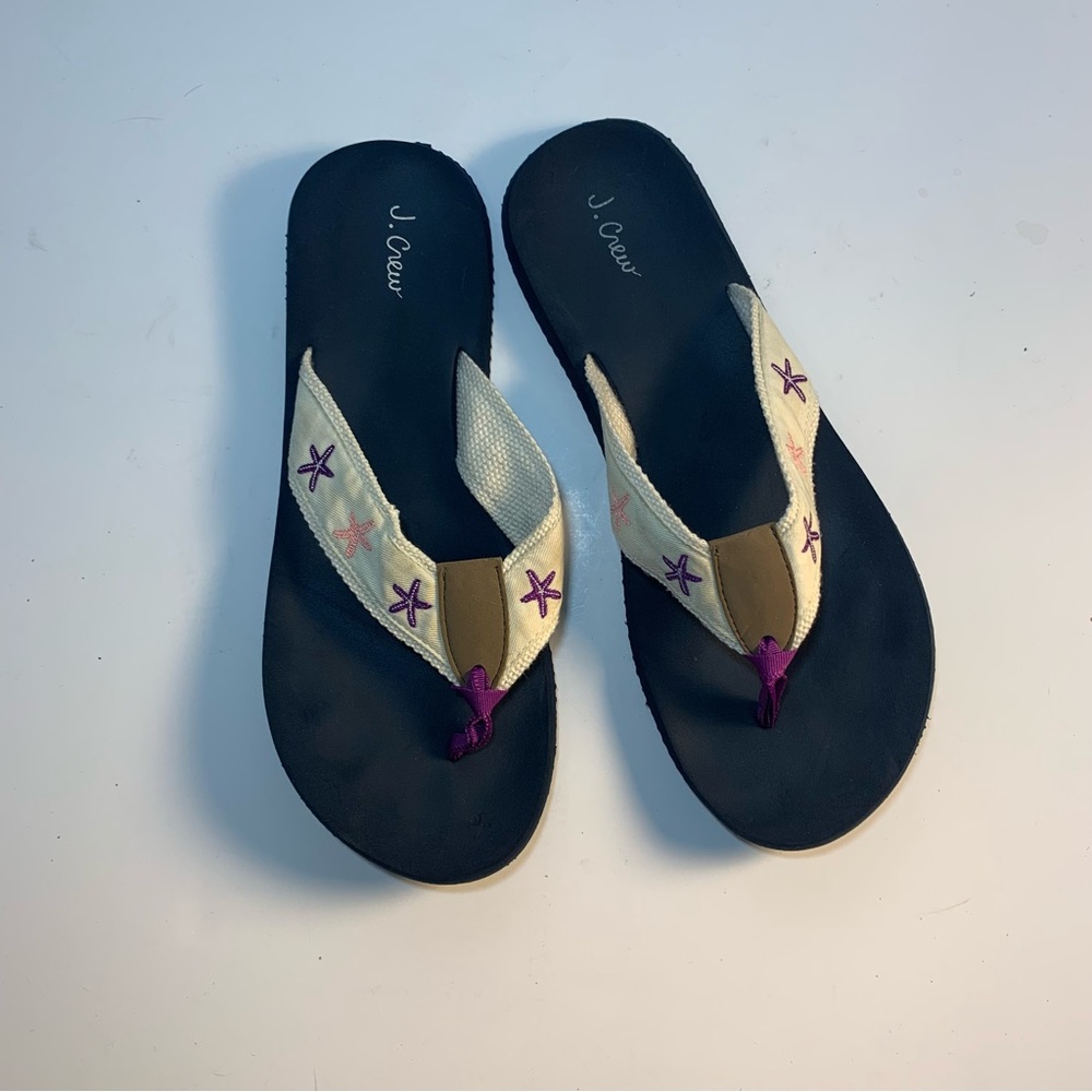J. Crew Flip Flops with Star Fish Design Women’s 9-10